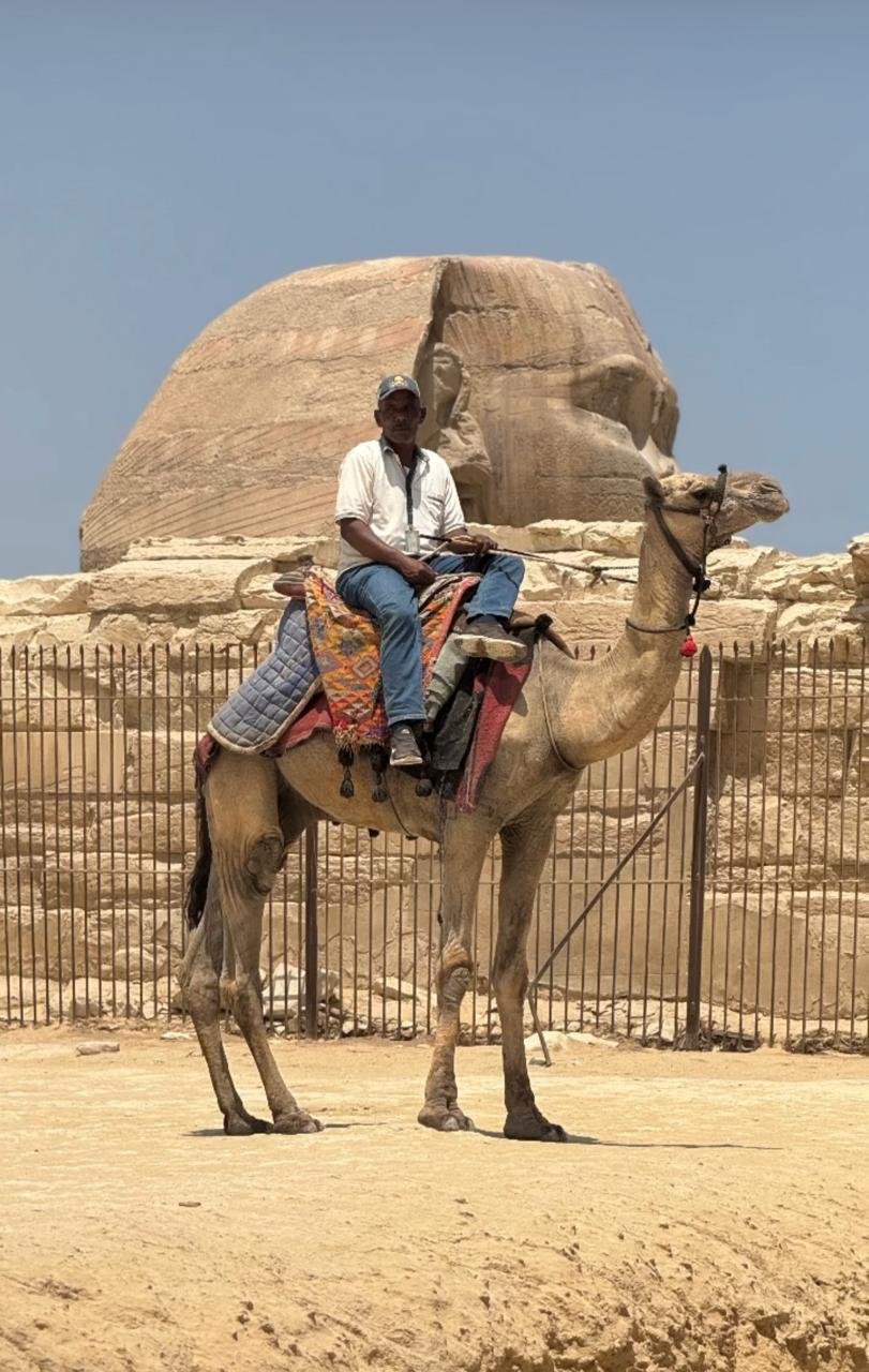 Paseo en camello frente a la Esfinge de Giza