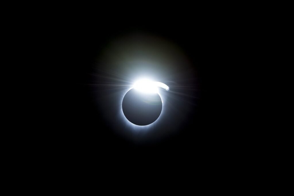 The diamond ring effect just before totality in a total solar eclipse, photographed by NASA in 2017